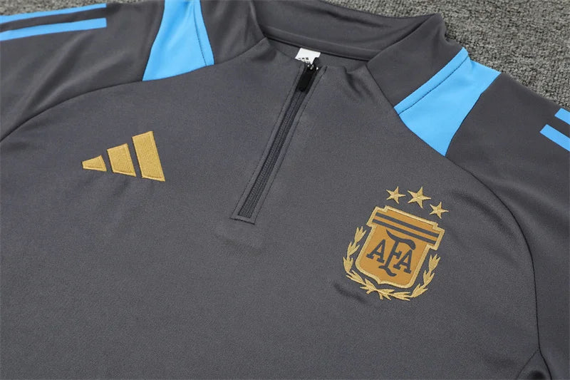 2024 Argentina Half-Pull Tracksuit Grey 1:1 Thai Quality