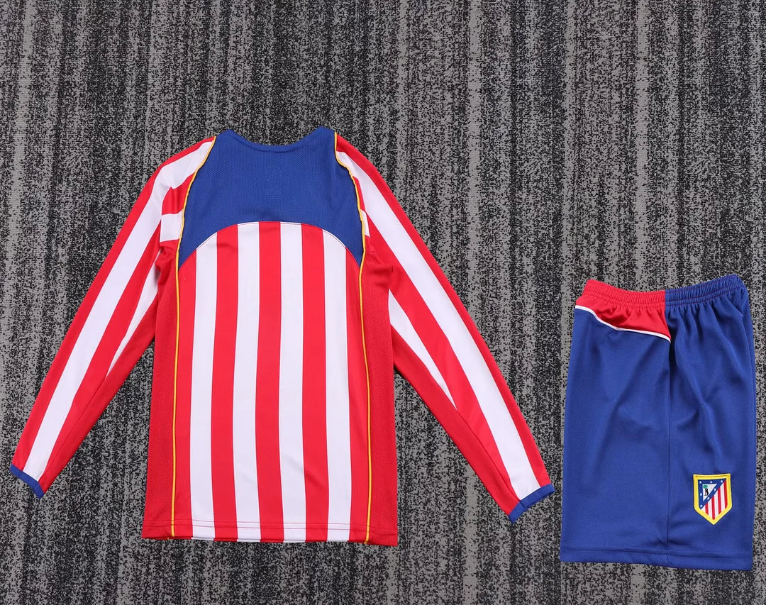 2004/2005 Retro Long Sleeve Atletico Madrid Home Football Shirt