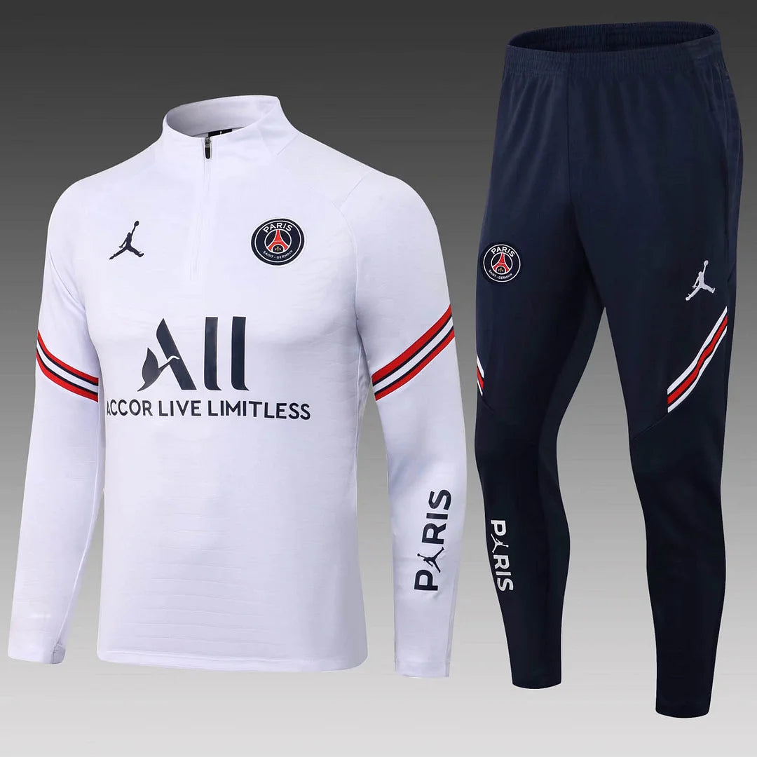 2021/2022 Psg Paris Saint-Germain Half-Pull Tracksuit White