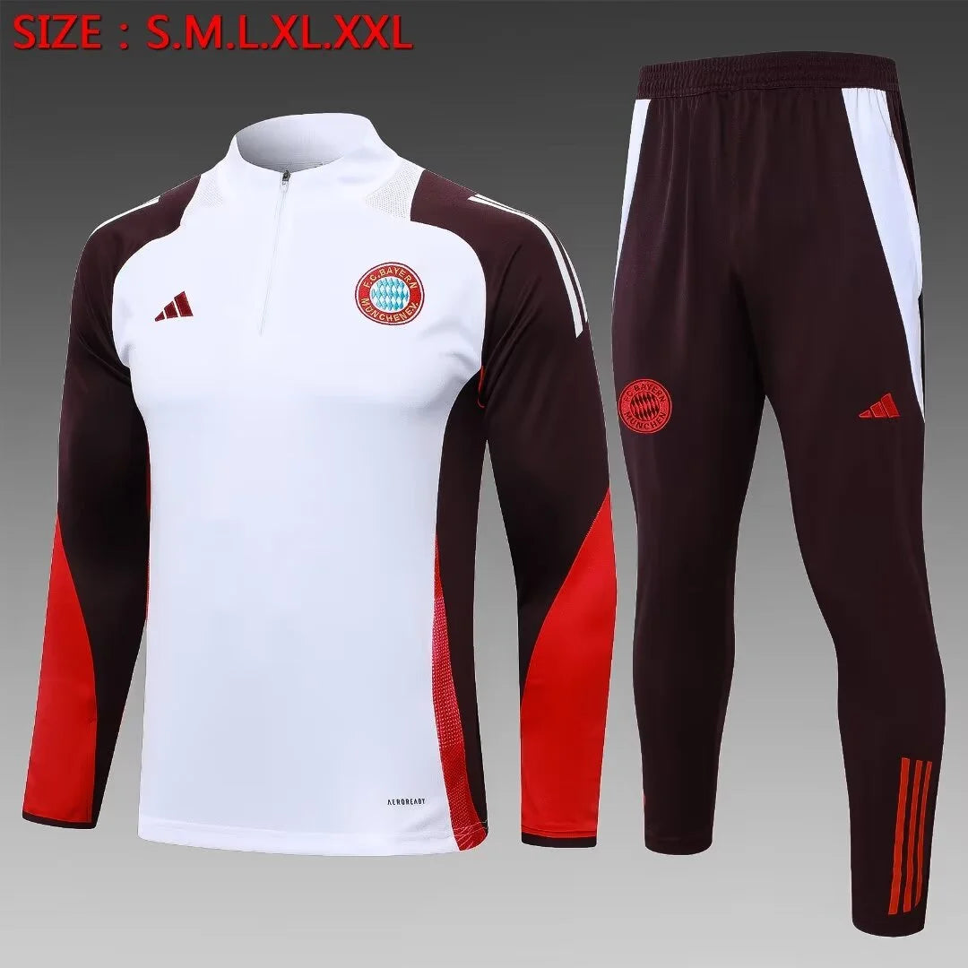 2024/2025 Bayern Munich Half-Pull Tracksuit White 1:1 Thai Quality