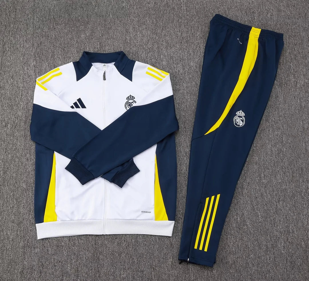 2024/2025 Real Madrid White Long Zipped Jacket Football Shirt 1:1 Thai Quality