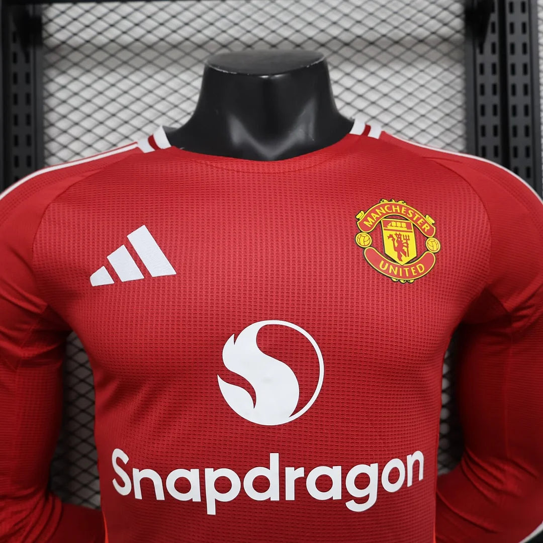 2024/2025 Long Sleeve Player Version Manchester United Home Football Shirt 1:1 Thai Quality