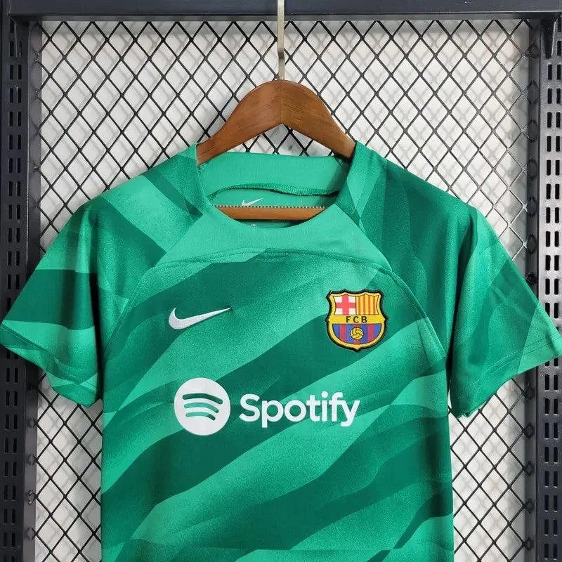 2023/2024 Kids Size Barcelona Green Goalkeeper Football Shirt 1:1 Thai Quality