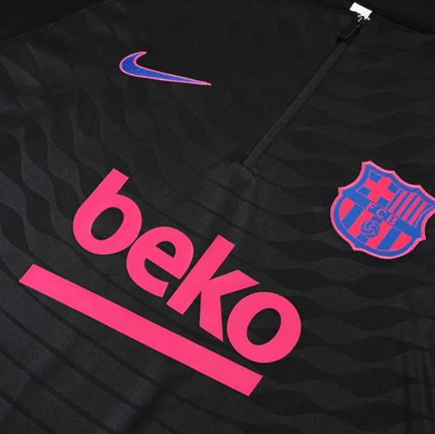 2021/2022 Barcelona Half-Pull Tracksuit Black