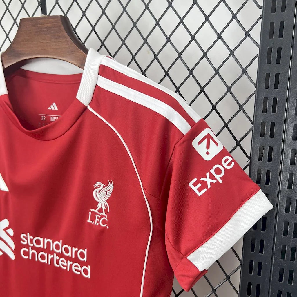 2025/2026 Liverpool Home Soccer Jersey Kids Size