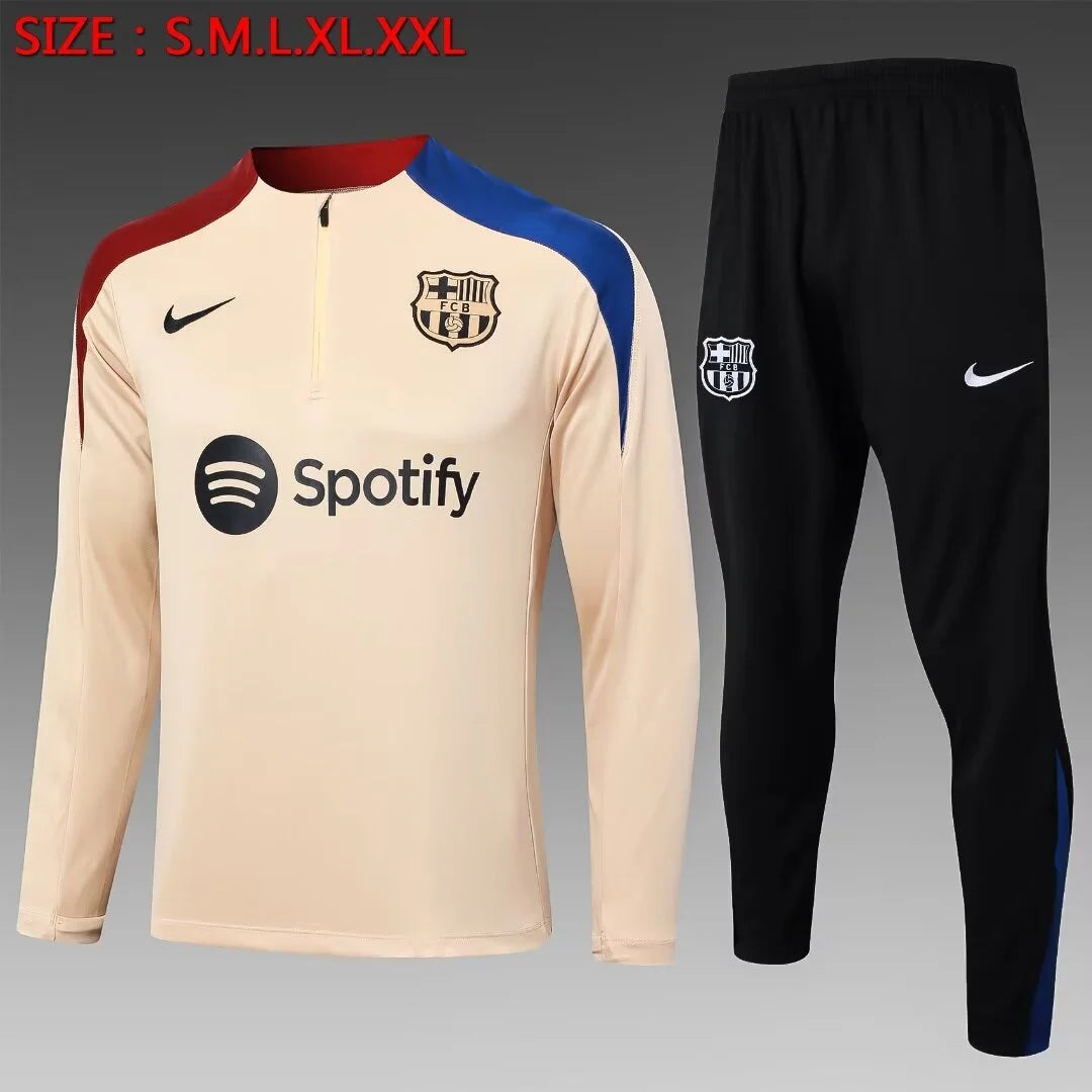 2024/2025 Barcelona Half-Pull Tracksuit Earthy Yellow 1:1 Thai Quality