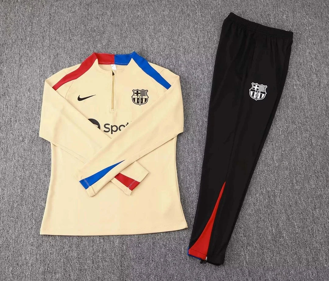2024/2025 Barcelona Half-Pull Tracksuit Earthy Yellow 1:1 Thai Quality