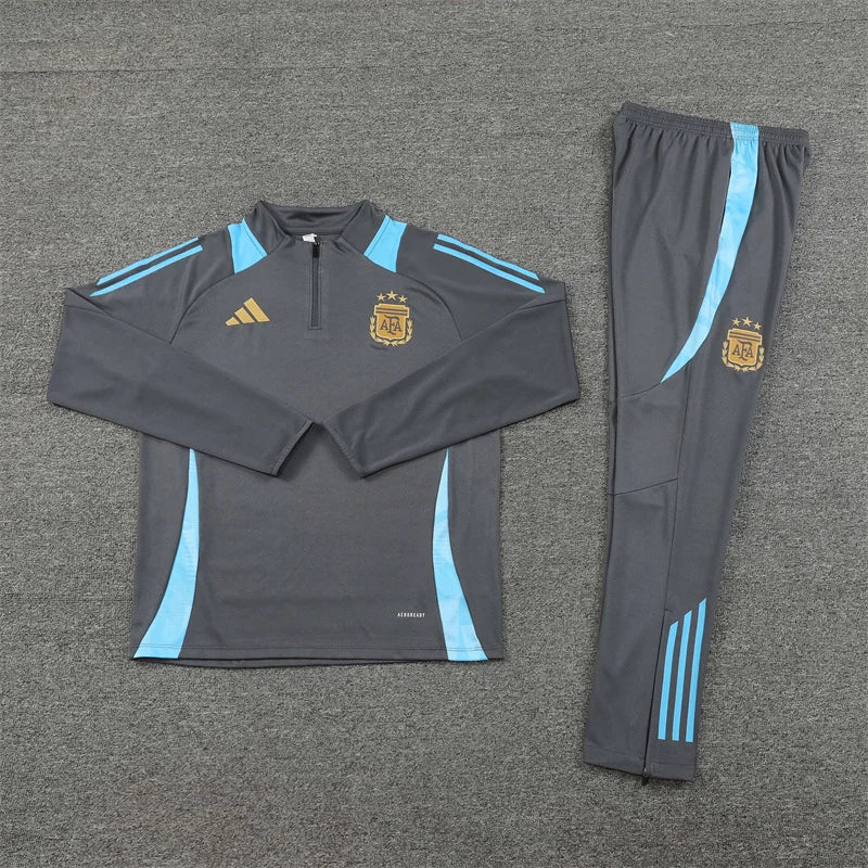 2024 Argentina Half-Pull Tracksuit Grey 1:1 Thai Quality