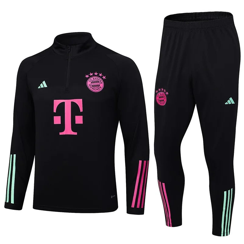 2023/2024 Bayern Munich Half-Pull Tracksuit Black Football Shirt 1:1 Thai Quality