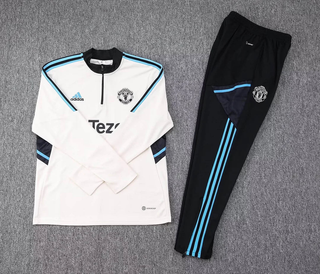 2023/2024 Manchester United Half-Pull Tracksuit White Thai Quality