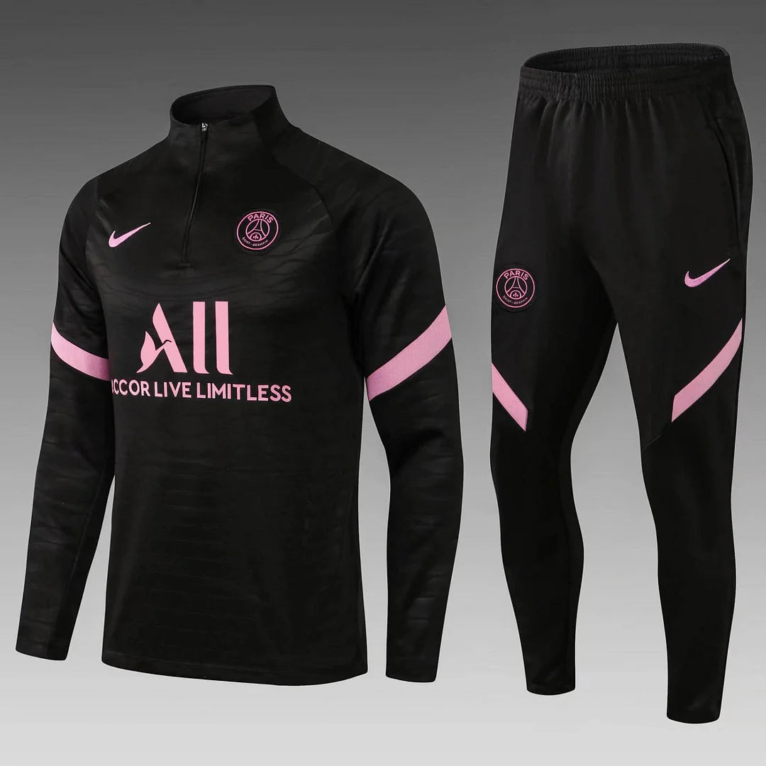 2021/2022 Psg Paris Saint-Germain Half-Pull Tracksuit Black