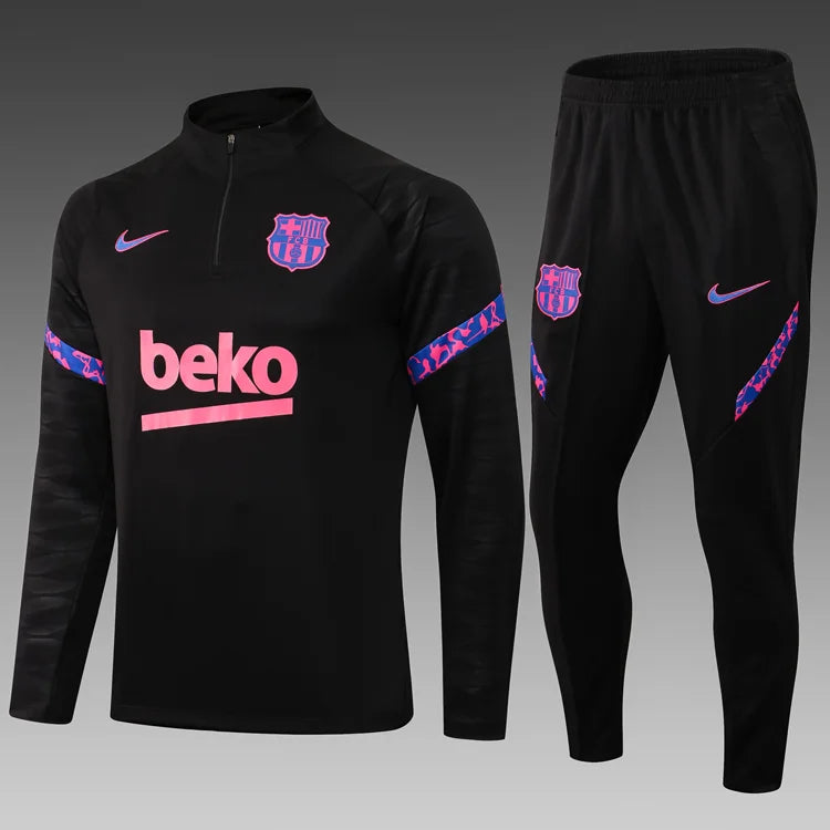 2021/2022 Barcelona Half-Pull Tracksuit Black