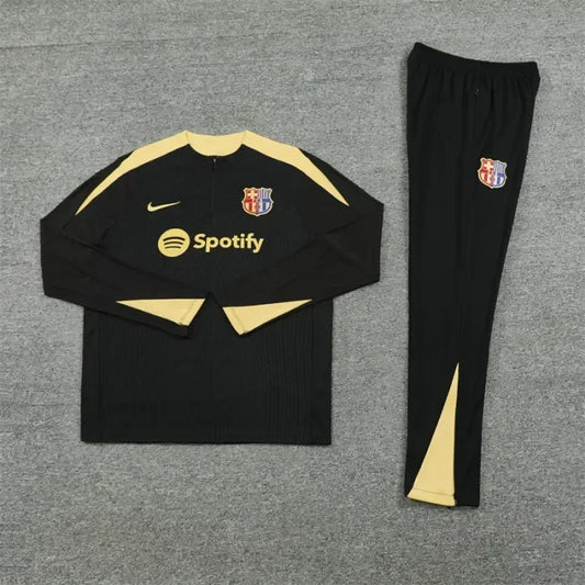 2024/2025 Barcelona Half-Pull Tracksuit Black With Gold 1:1 Thai quality