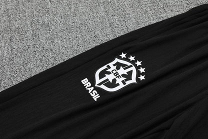 2025/2026 Brazil Orange Black Half-Pull Tracksuit