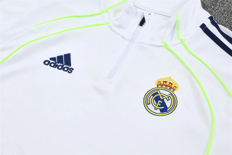2025/2026 Real Madrid White and Blue Half-Pull Tracksuit