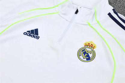 2025/2026 Real Madrid White and Blue Half-Pull Tracksuit