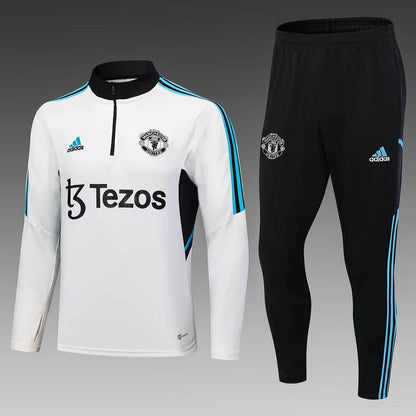 2023/2024 Manchester United Half-Pull Tracksuit  White Thai Quality