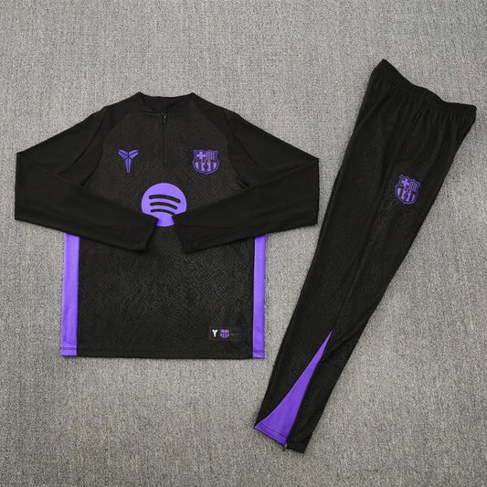 2025/2026 Barcelona Black Purple Half-Pull Tracksuit
