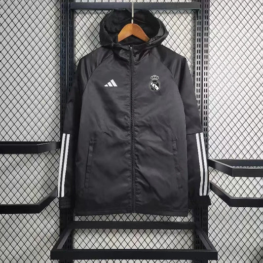 Real Madrid Windbreaker Jacket Black 23/24