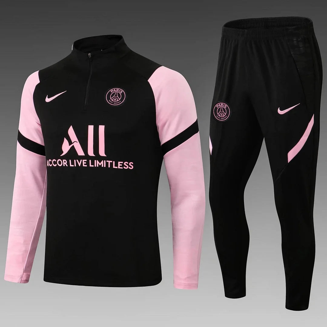 2021/2022 Psg Paris Saint-Germain Half-Pull Tracksuit Black Pink Sleeves