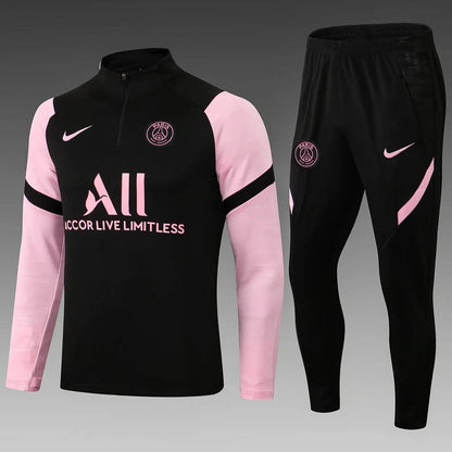 2021/2022 Psg Paris Saint-Germain Half-Pull Tracksuit Black Pink Sleeves