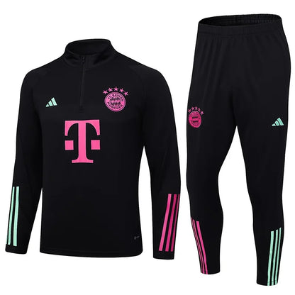 2023/2024 Bayern Munich Half-Pull Tracksuit Black Football Shirt 1:1 Thai Quality