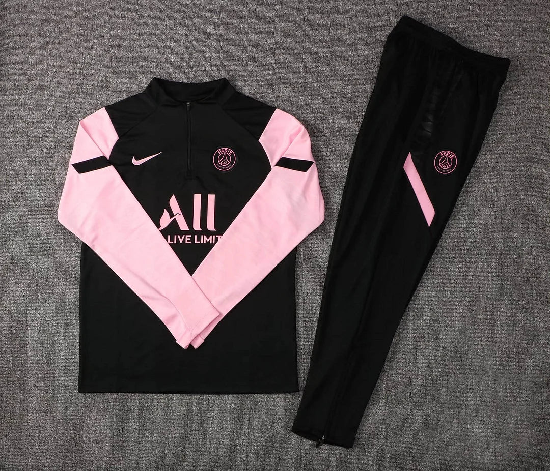 2021/2022 Psg Paris Saint-Germain Half-Pull Tracksuit Black Pink Sleeves