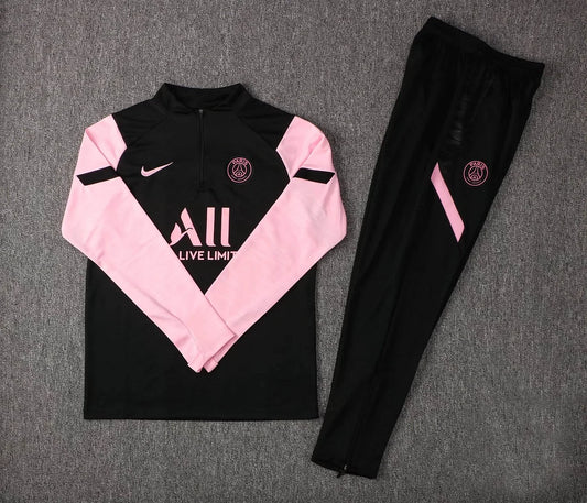 2021/2022 Psg Paris Saint-Germain Half-Pull Tracksuit Black Pink Sleeves