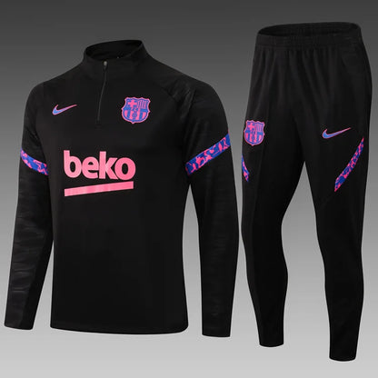 2021/2022 Barcelona Half-Pull Tracksuit Black